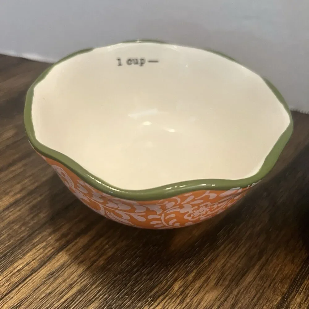 Pioneer Woman Measuring Cup Bowls Set of 4 ceramic Stacking dots color
